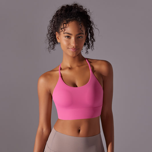 New woolen double-sided nylon solid color back cross strap sports running fitness yoga wear sports underwear women