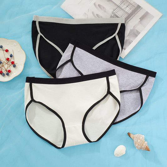 Simple solid color basic black and white gray soft pure desire to wind waist all cotton crotch breathable triangle underwear